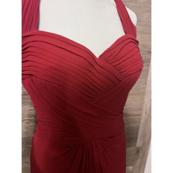 Tadashi pleated silk fitted Cocktail Dress 6 Red Party Prom Vintage - Picture 3 of 12